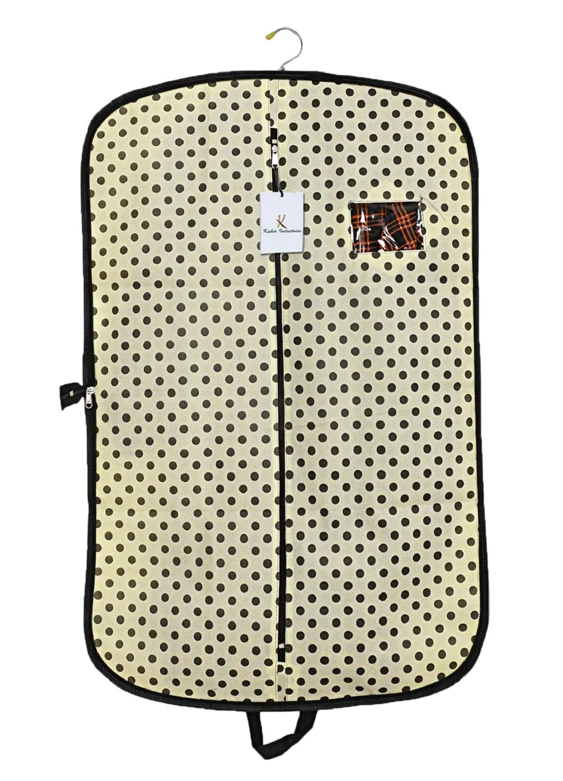 Kuber Industries Polka Dots Printed 2 Pieces Foldable Non Woven Men's Coat Blazer Cover (Cream) -CTKTC43364