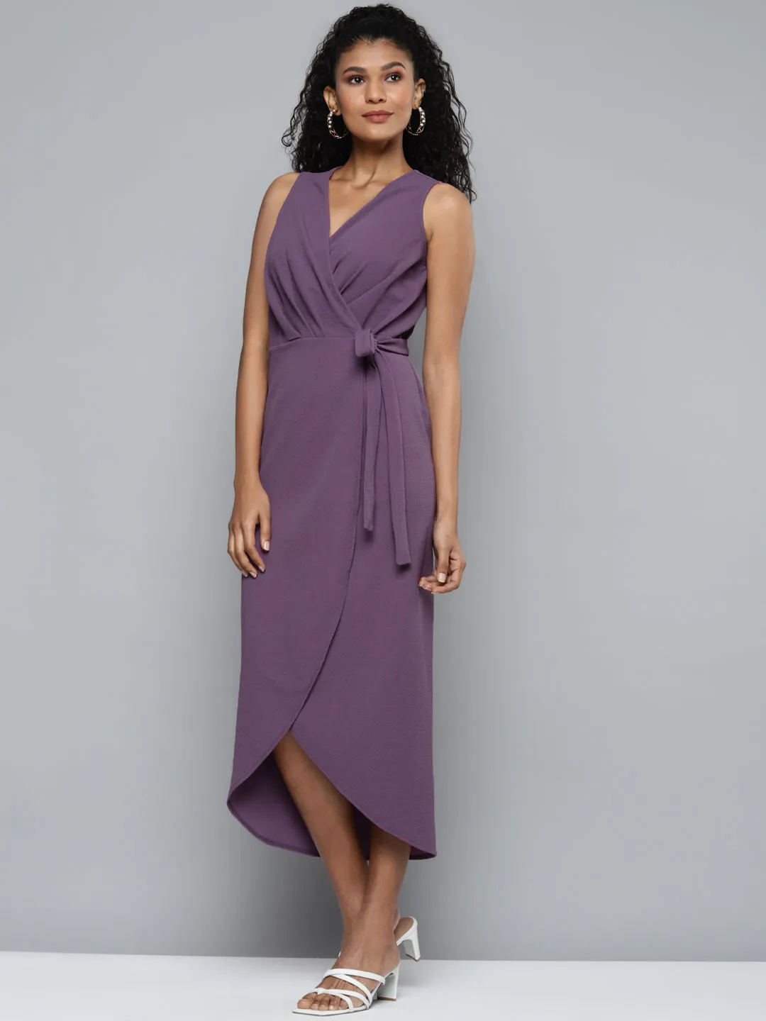 Lavender Wrap Midi Dress