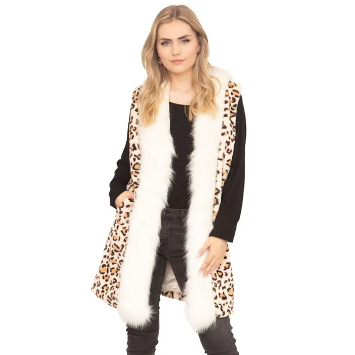 Leopard Fur Trim Vest