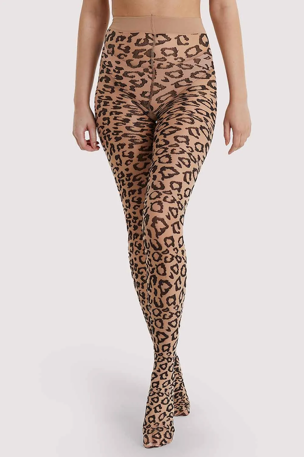 Leopard Knit Tights Light Nude/Black