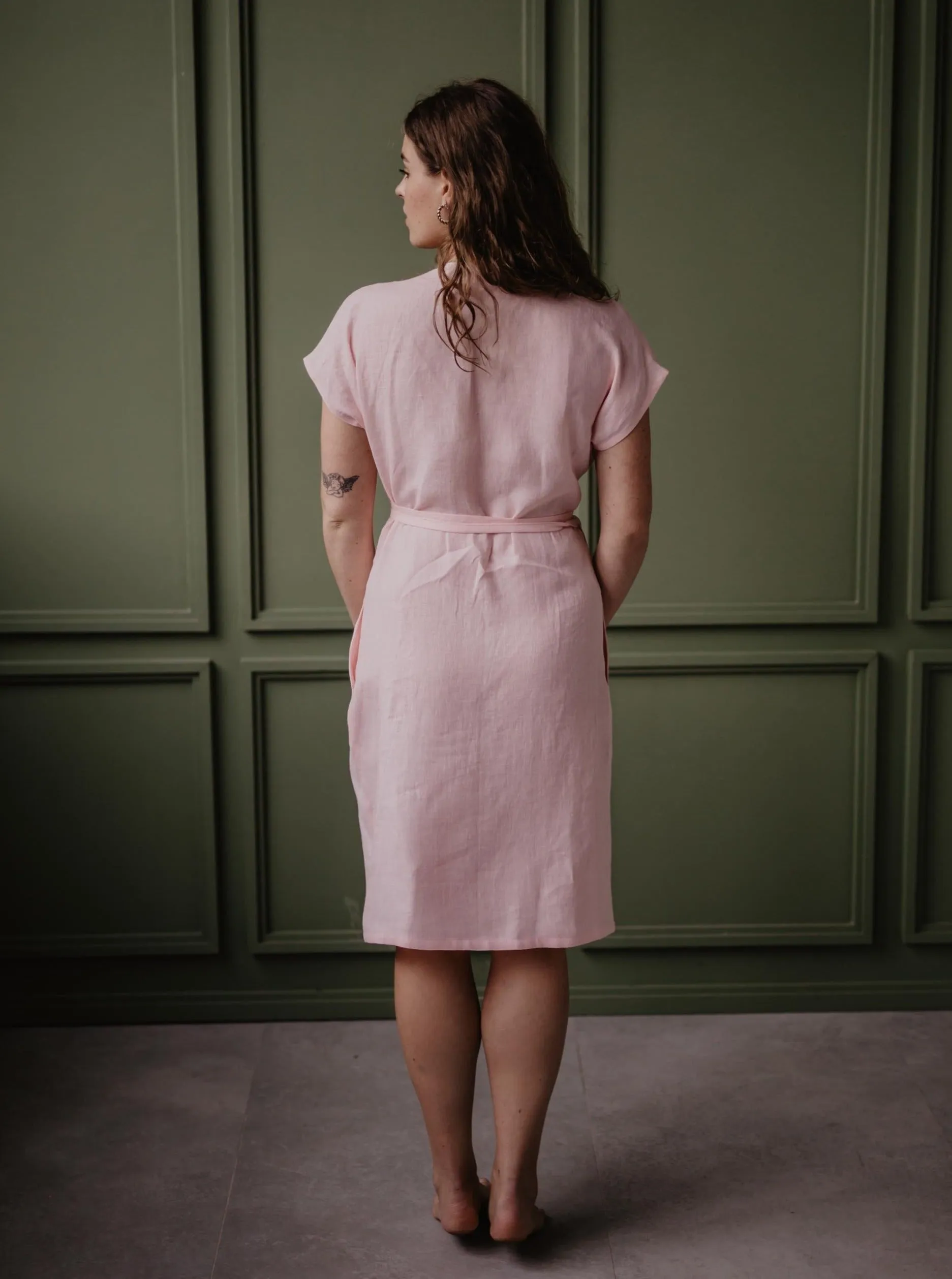 Linen Wrap Dress Olivia - Cotton Candy