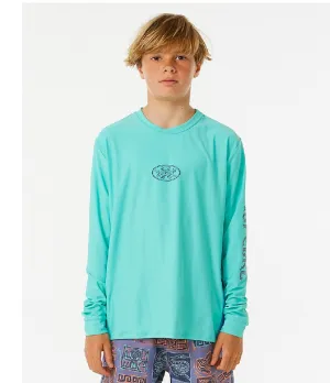 LOST ISLANDS UPF LONG SLEEVE RASH VEST - AQUA (AGES 8 & 10)