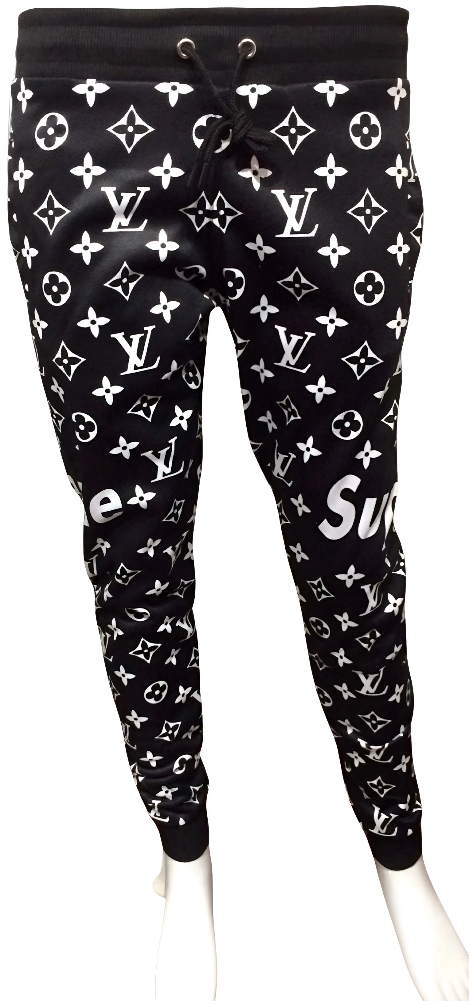 ^LUXURY^ (BLACK-WHITE) ~ALL OVER PRINT~ JOGGER SWEATPANTS