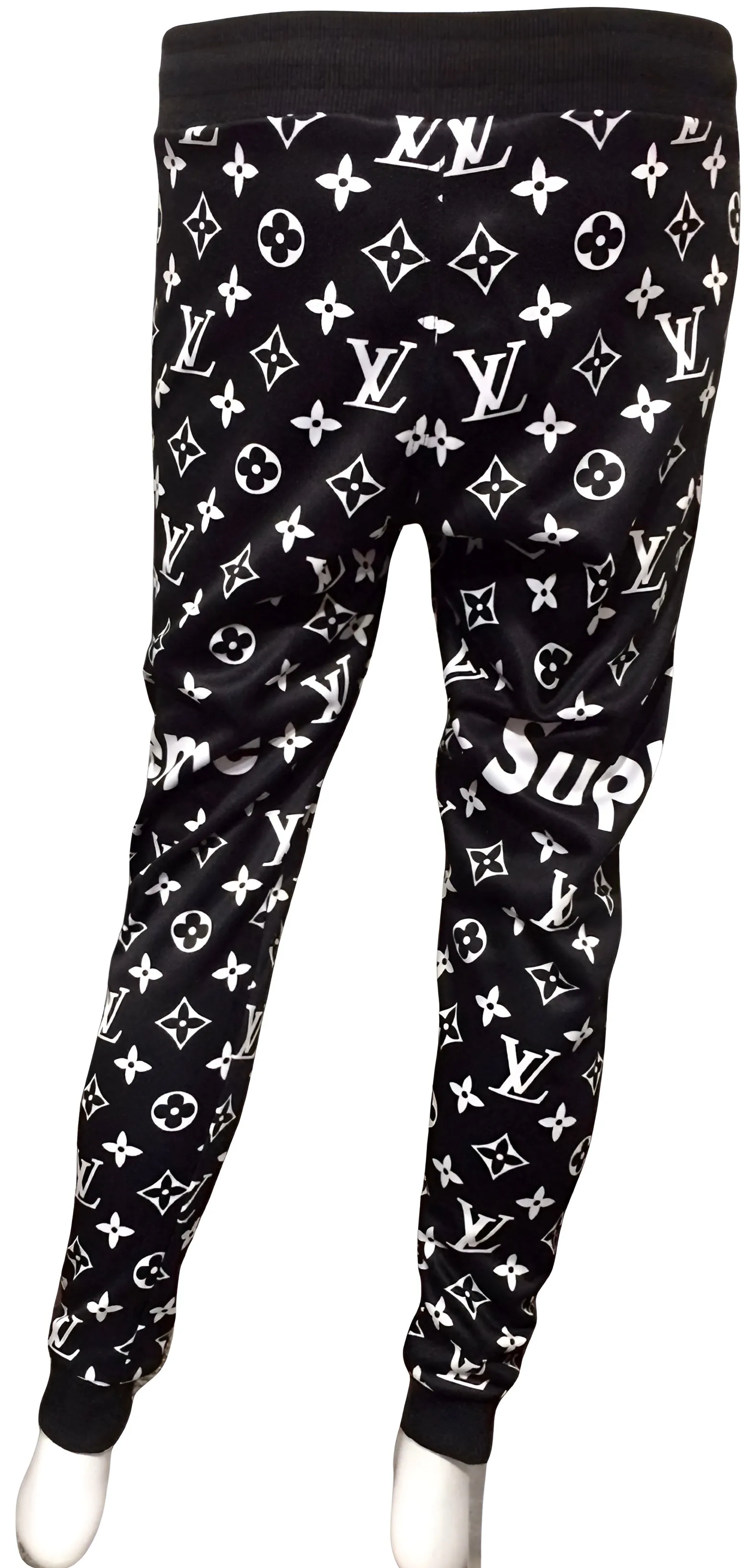 ^LUXURY^ (BLACK-WHITE) ~ALL OVER PRINT~ JOGGER SWEATPANTS