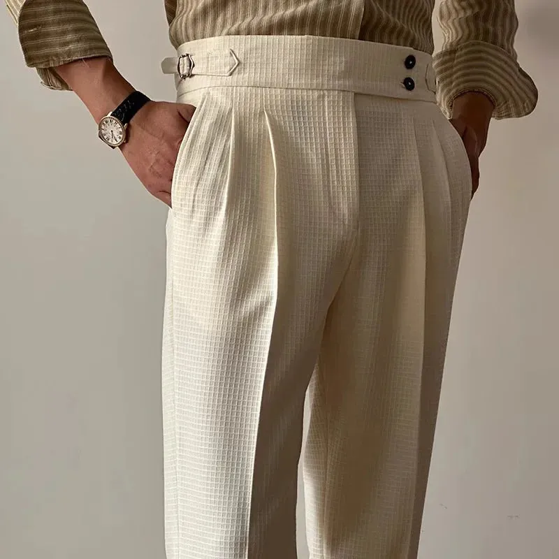 Men's High-Waist Waffle Knit Trousers