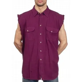 Mens Motorcycle Biker Shirt Burgundy Cut Off Sleeveless Shirt Size Small only