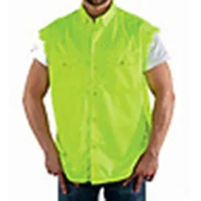 Mens Motorcycle Biker Shirt Fluorescent Yellow Cut Off Size Small