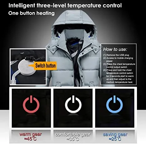 Men's Padded Duck Down Heated Jacket