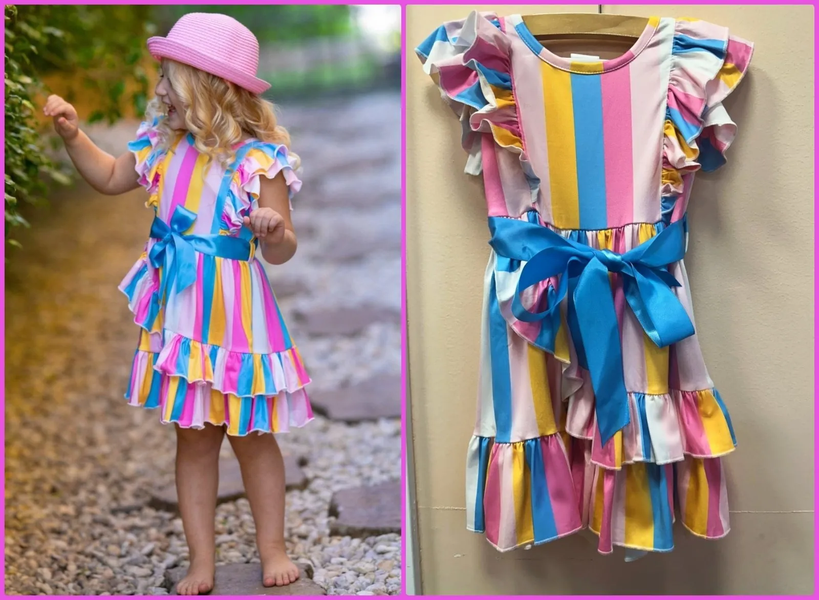 Mia Belle Girls Trendy Love Striped Wrap Dress