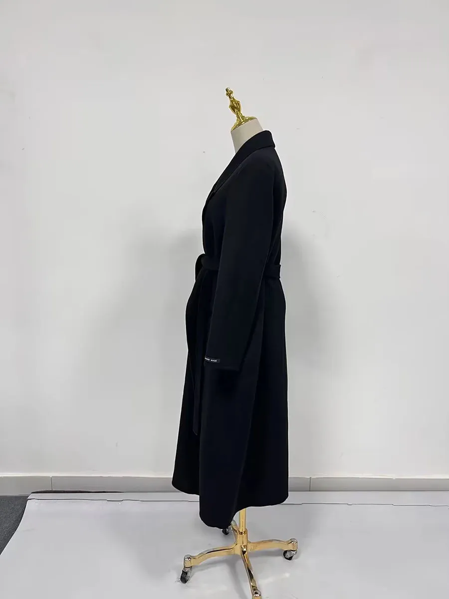 Minimalist Notched Long Sleeve Longline Coat