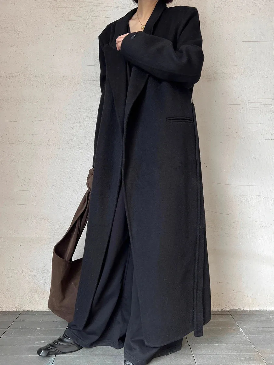 Minimalist Notched Long Sleeve Longline Coat