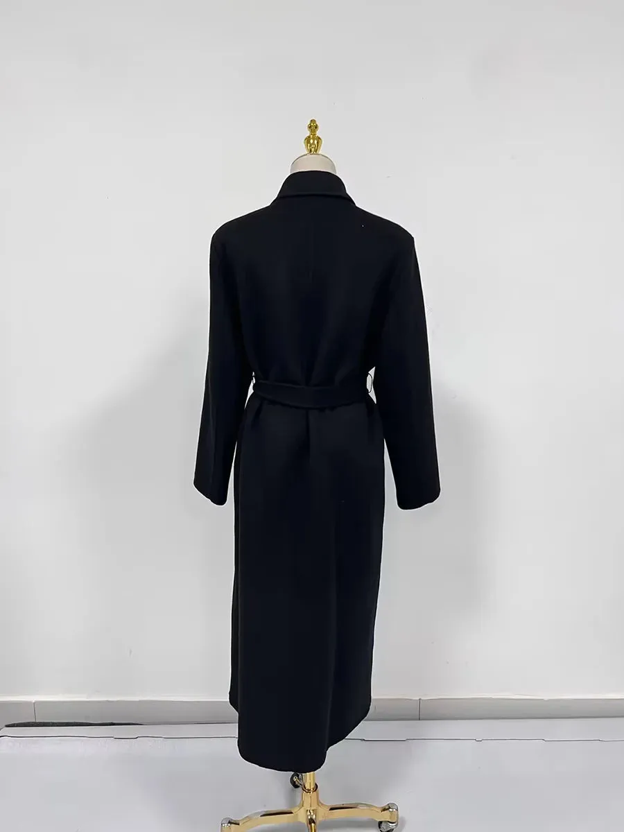 Minimalist Notched Long Sleeve Longline Coat