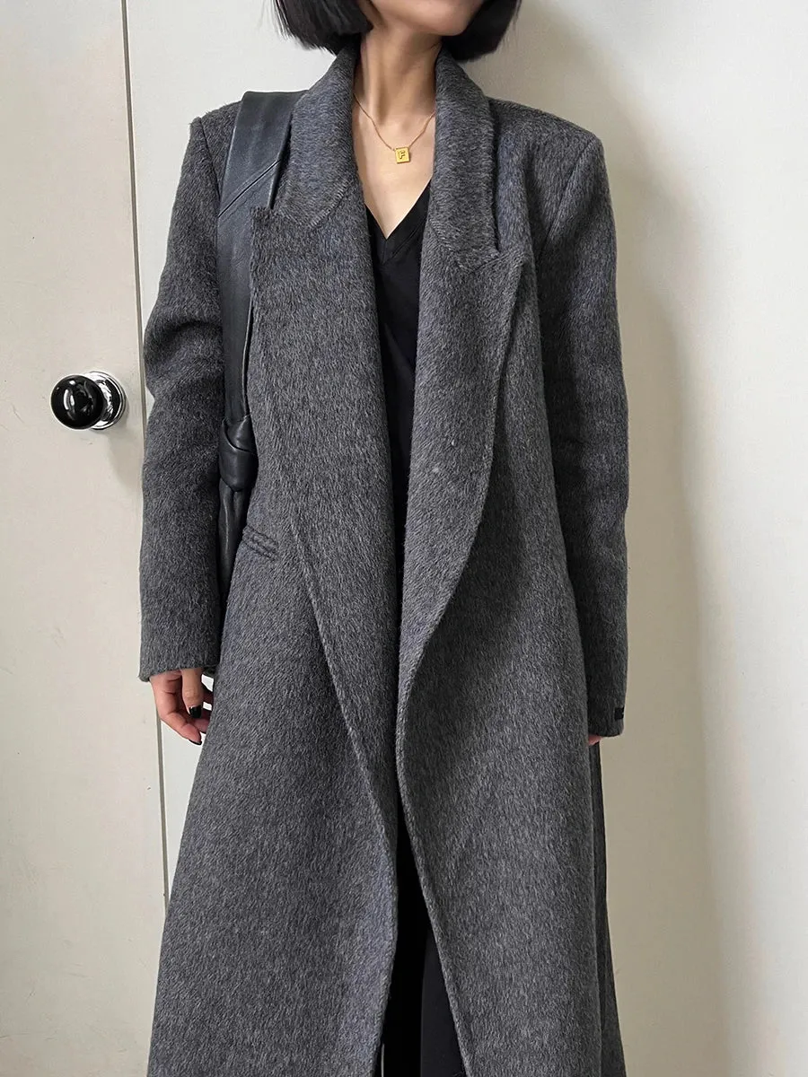 Minimalist Notched Long Sleeve Longline Coat