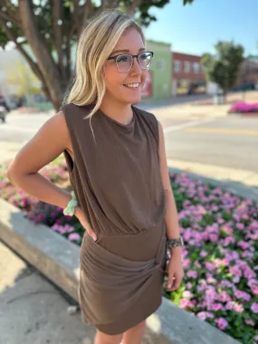 Mocha Twist Wrap Dress