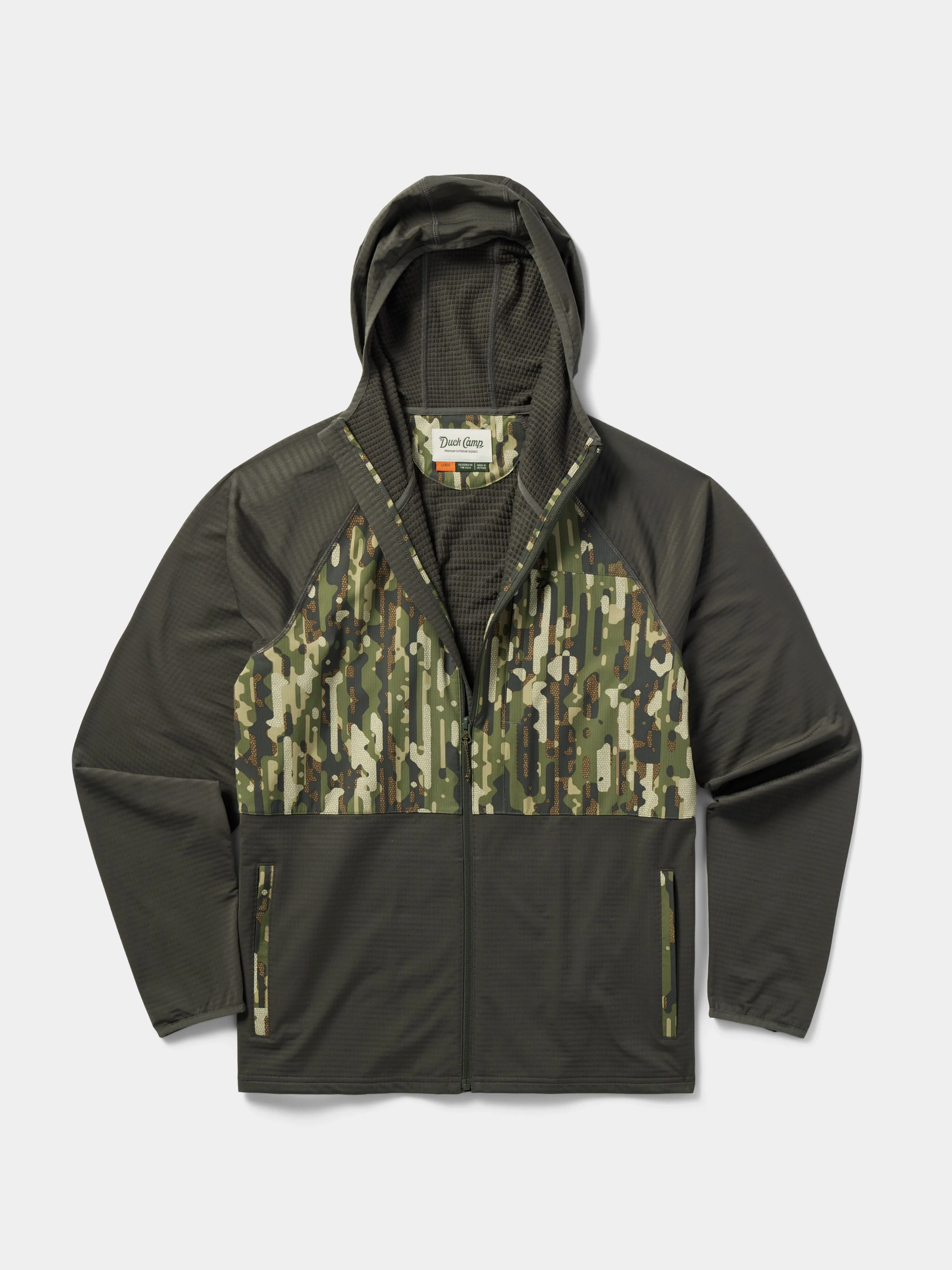 M's Lightweight Grid Tech Fleece Full Zip - Raven / Woodland