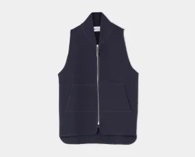 Navy Wool Drop Back Car Vest