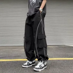 Oversized Black Sweatpants Men Side Stripe Basic Cargo Pants Lady Y2K Streetwear Baggy Jogger Men Women Casual Korean Fashion