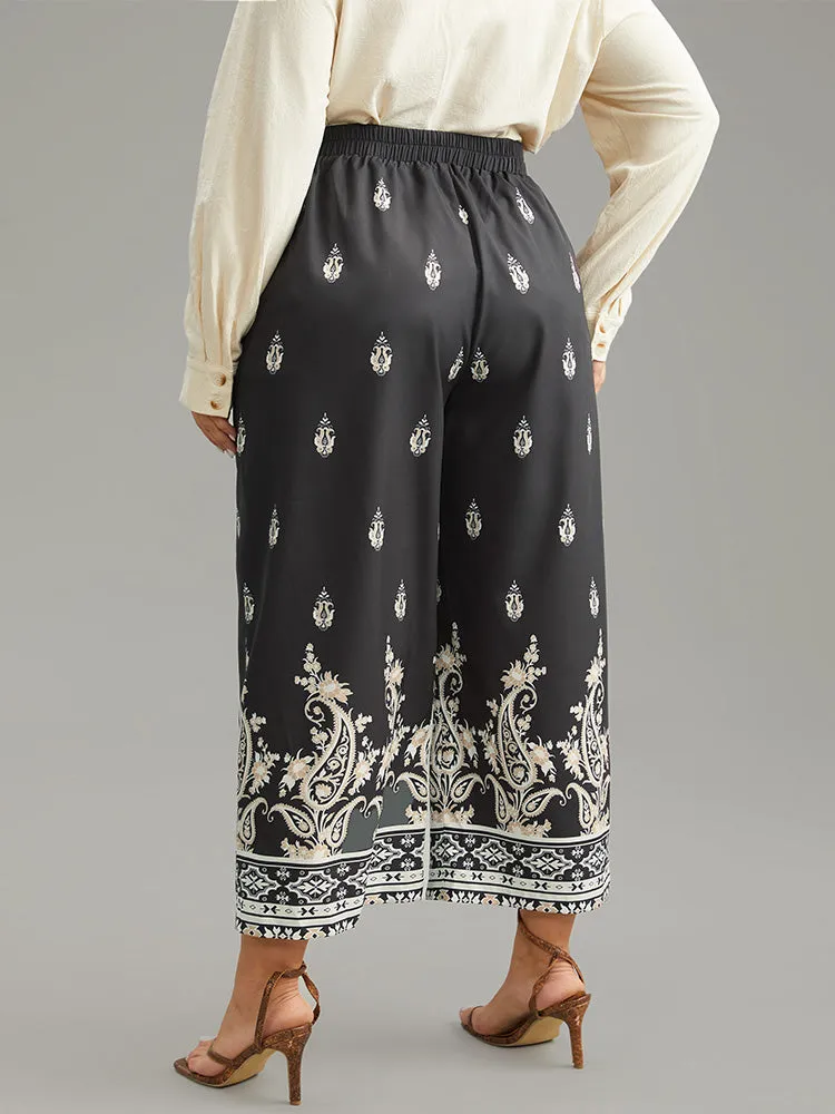 Paisley High Rise Elastic Waist Pants