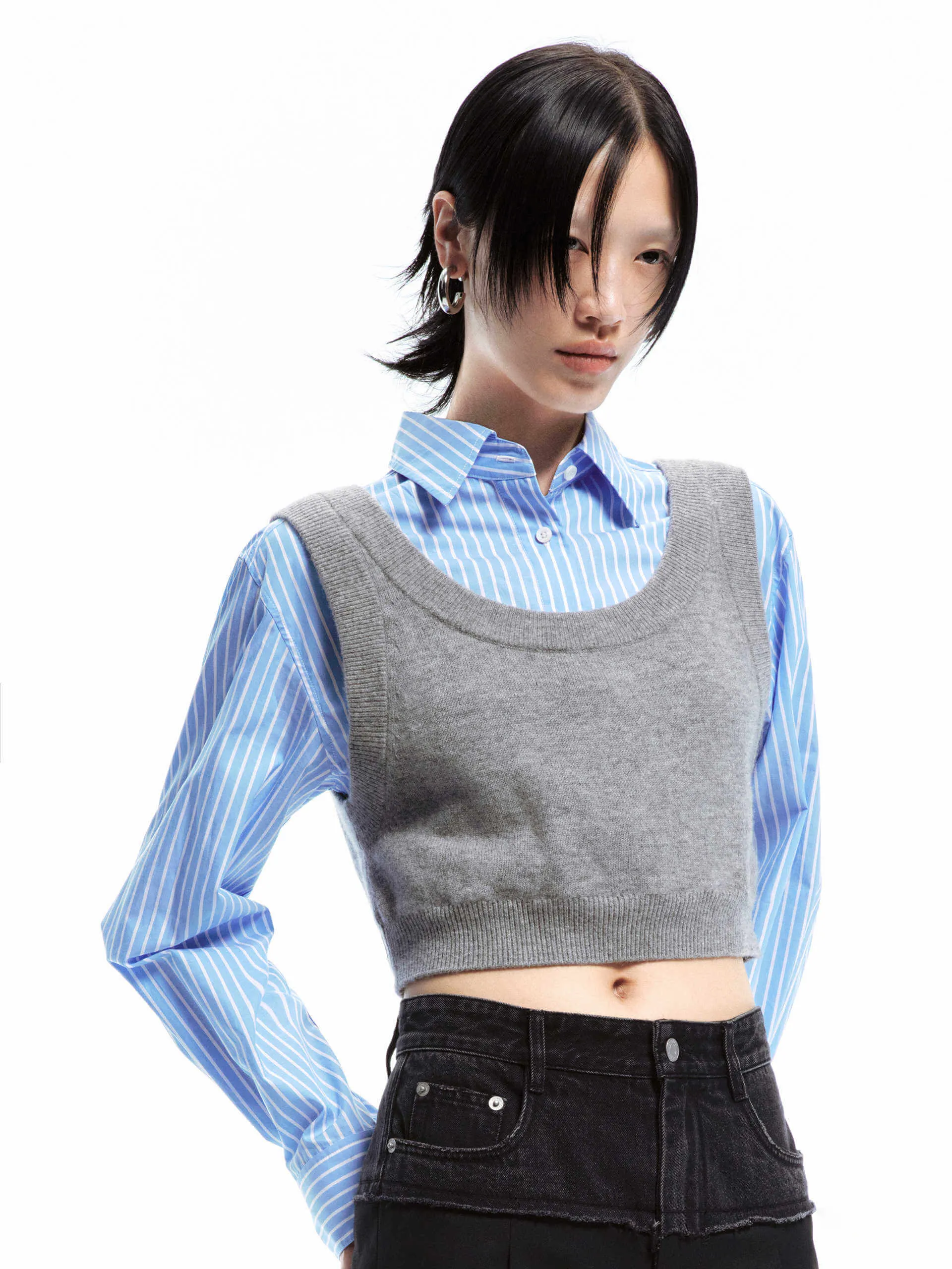 Paneled Cropped Shirt