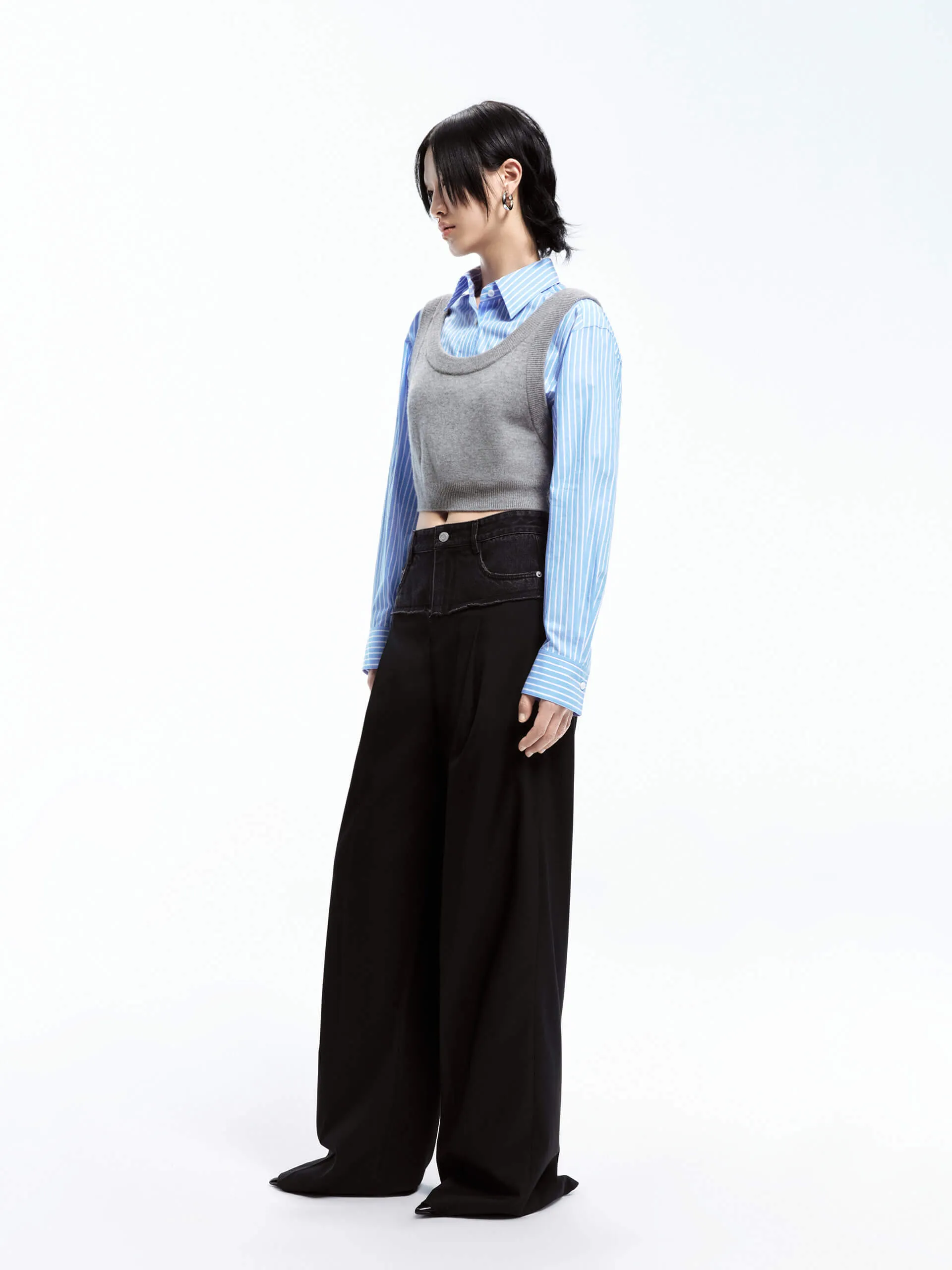 Paneled Cropped Shirt