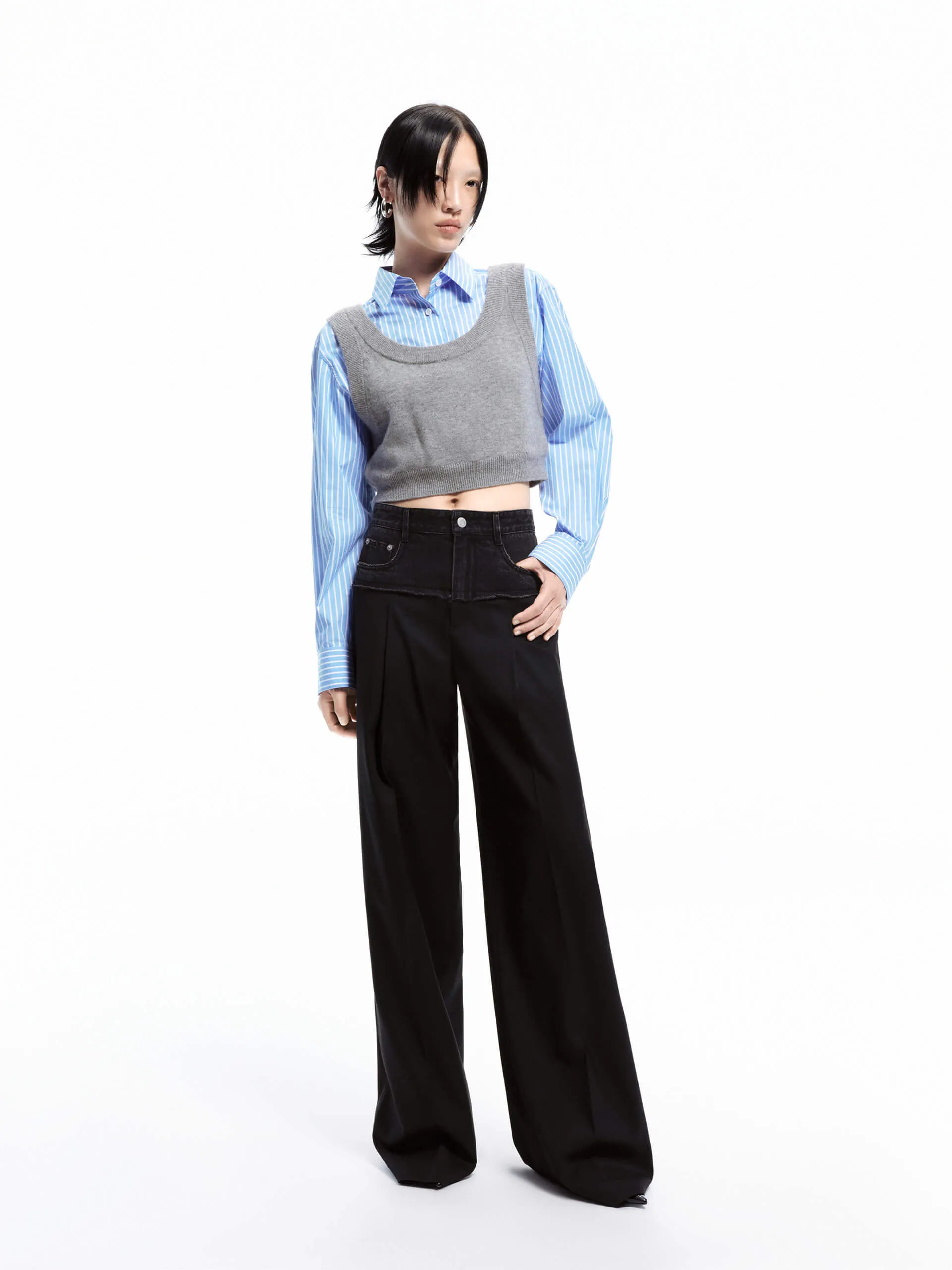 Paneled Cropped Shirt