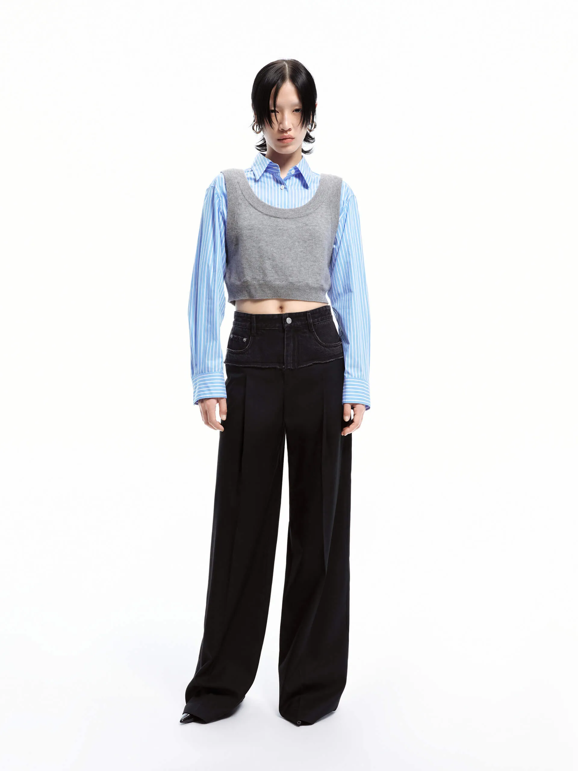 Paneled Cropped Shirt