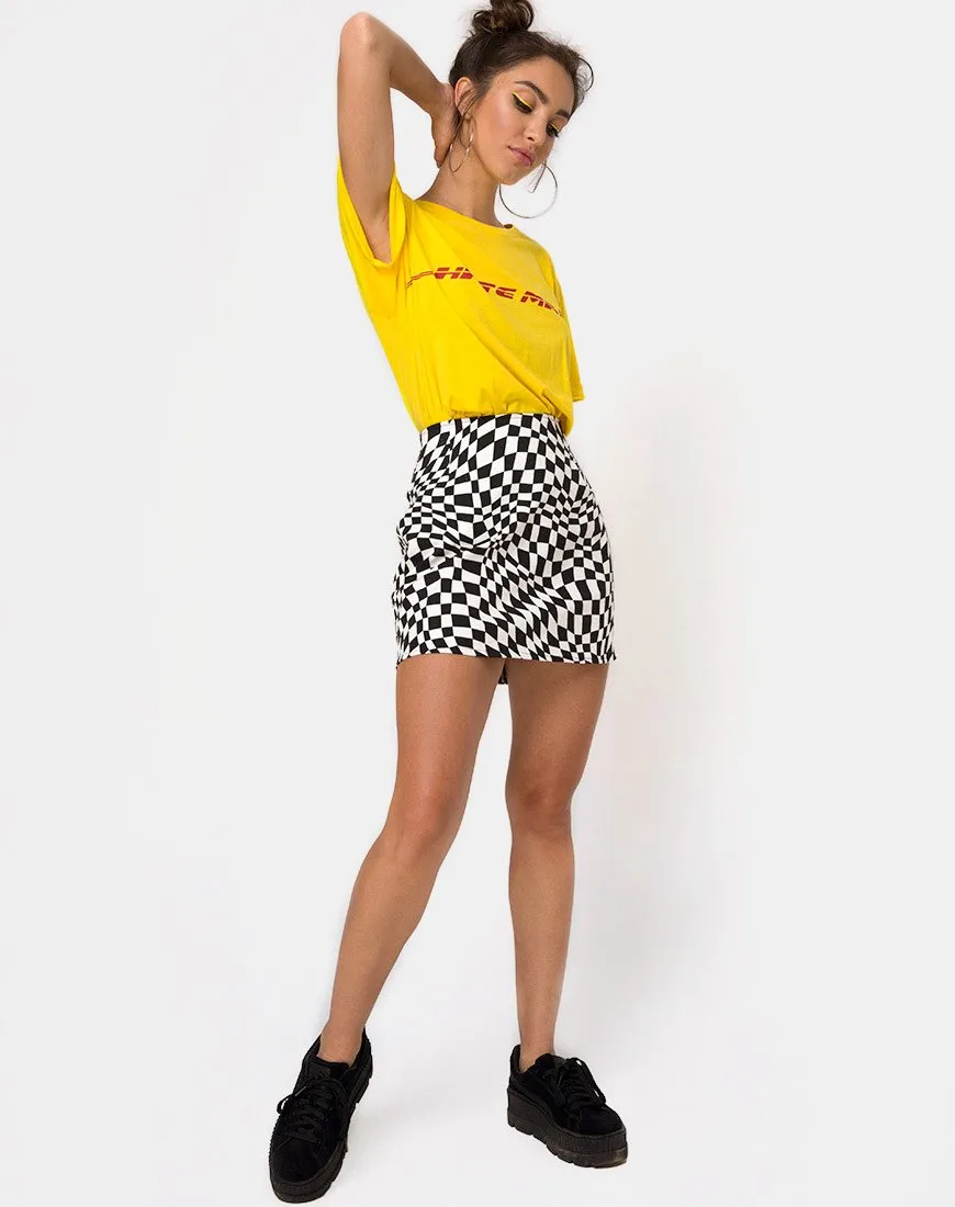 Pelmo Mini Skirt in Square Flag Black and White