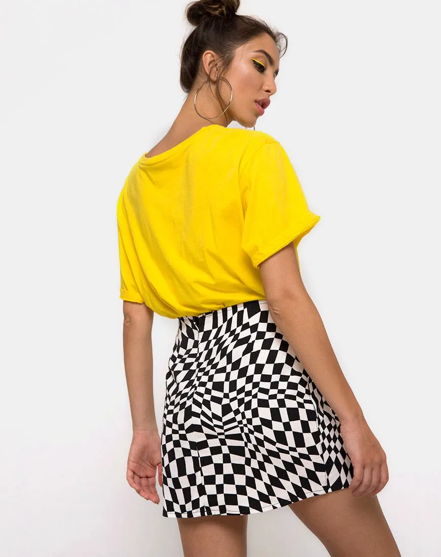 Pelmo Mini Skirt in Square Flag Black and White