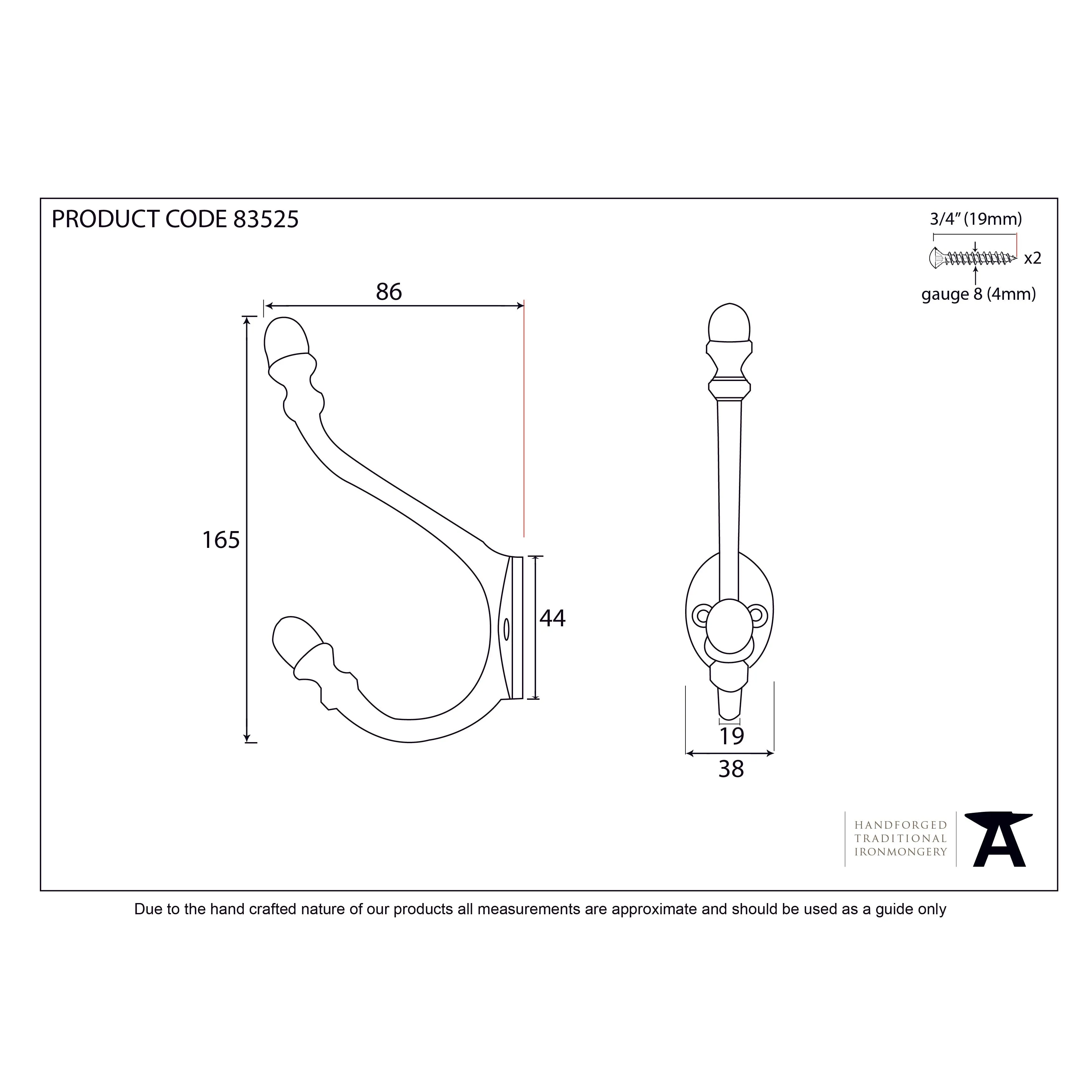 Polished Brass 6 1/2" Hat & Coat Hook | From The Anvil