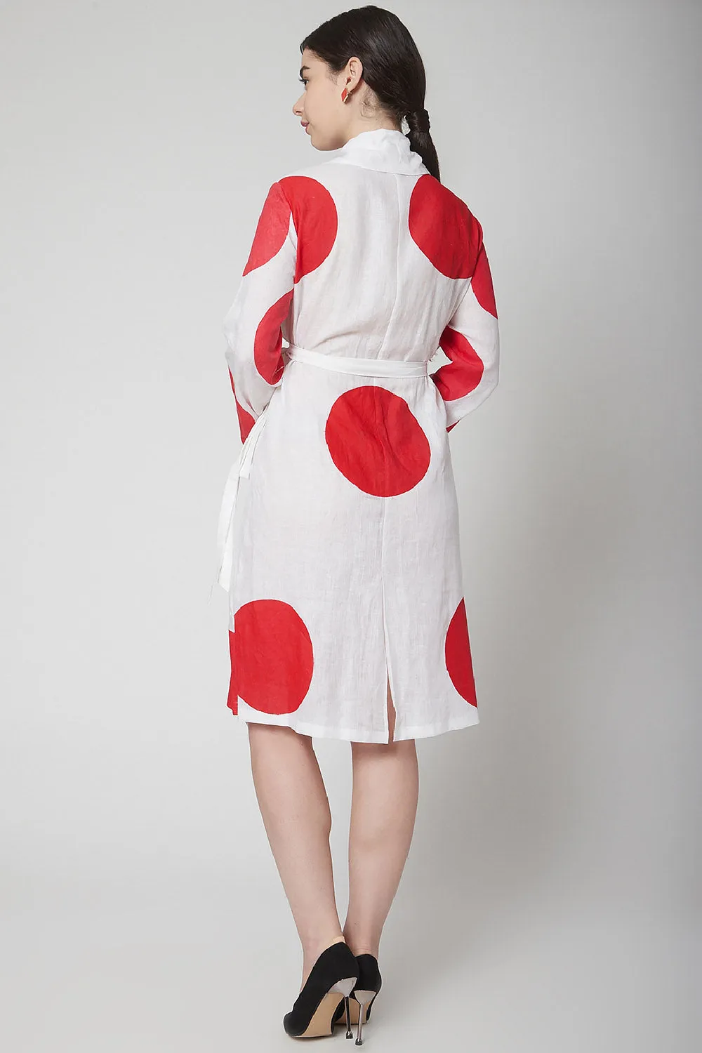 Polka Dot White Wrap Dress