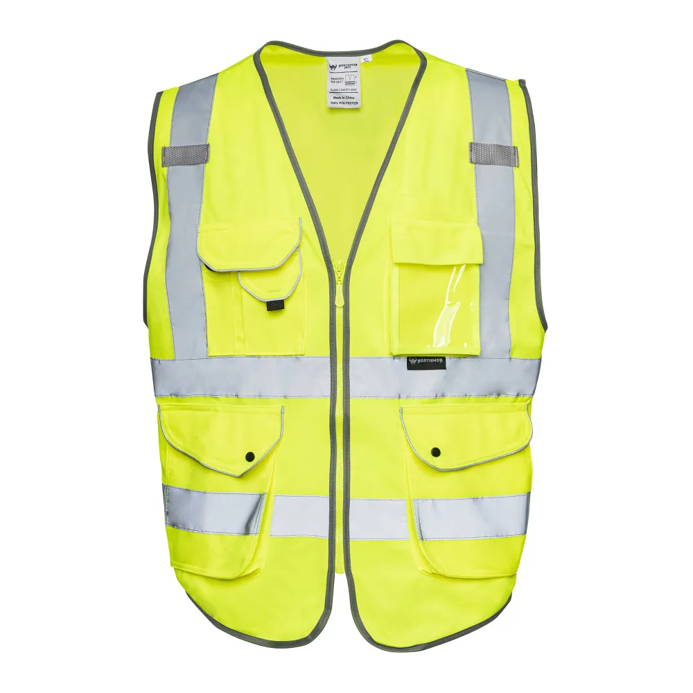 Premium Hi Vis Surveyor Safety Vest 9 Pockets - ANSI Class 2