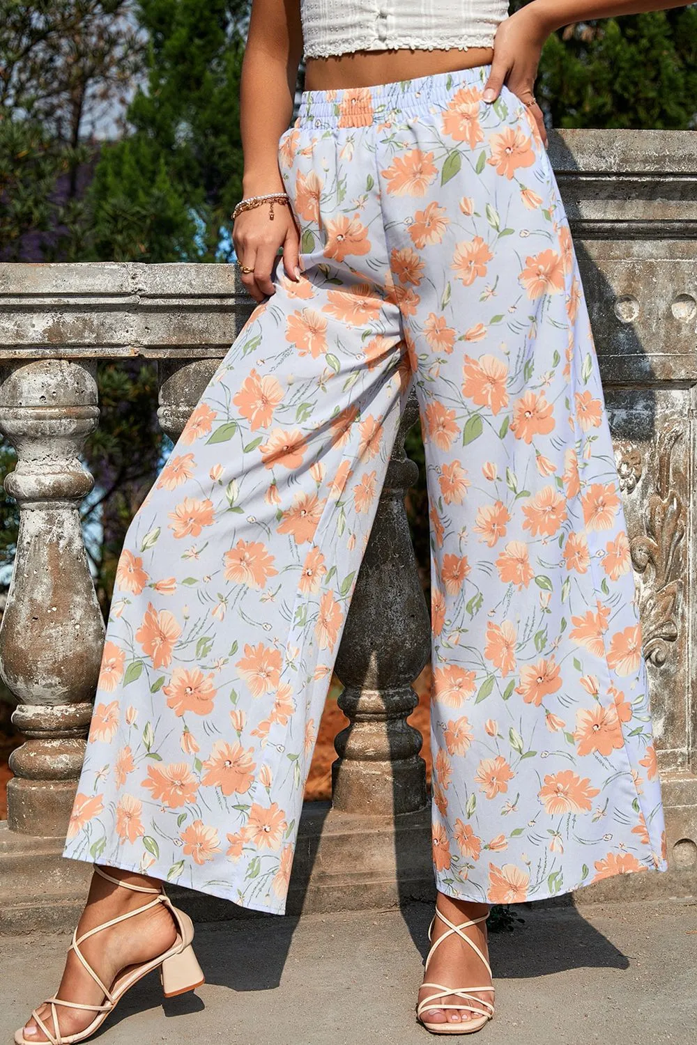 Printed Wide Leg Long Pants