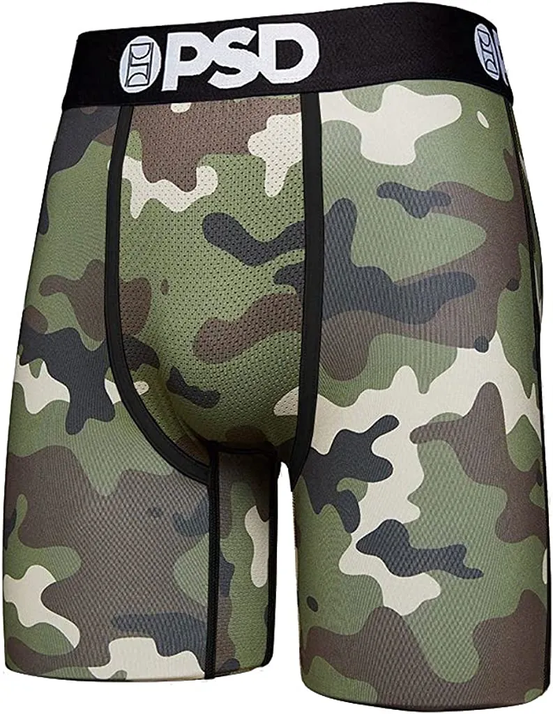 PSD Men's 3-Pack Stretch Elastic Wide Band Boxer Brief - Camo