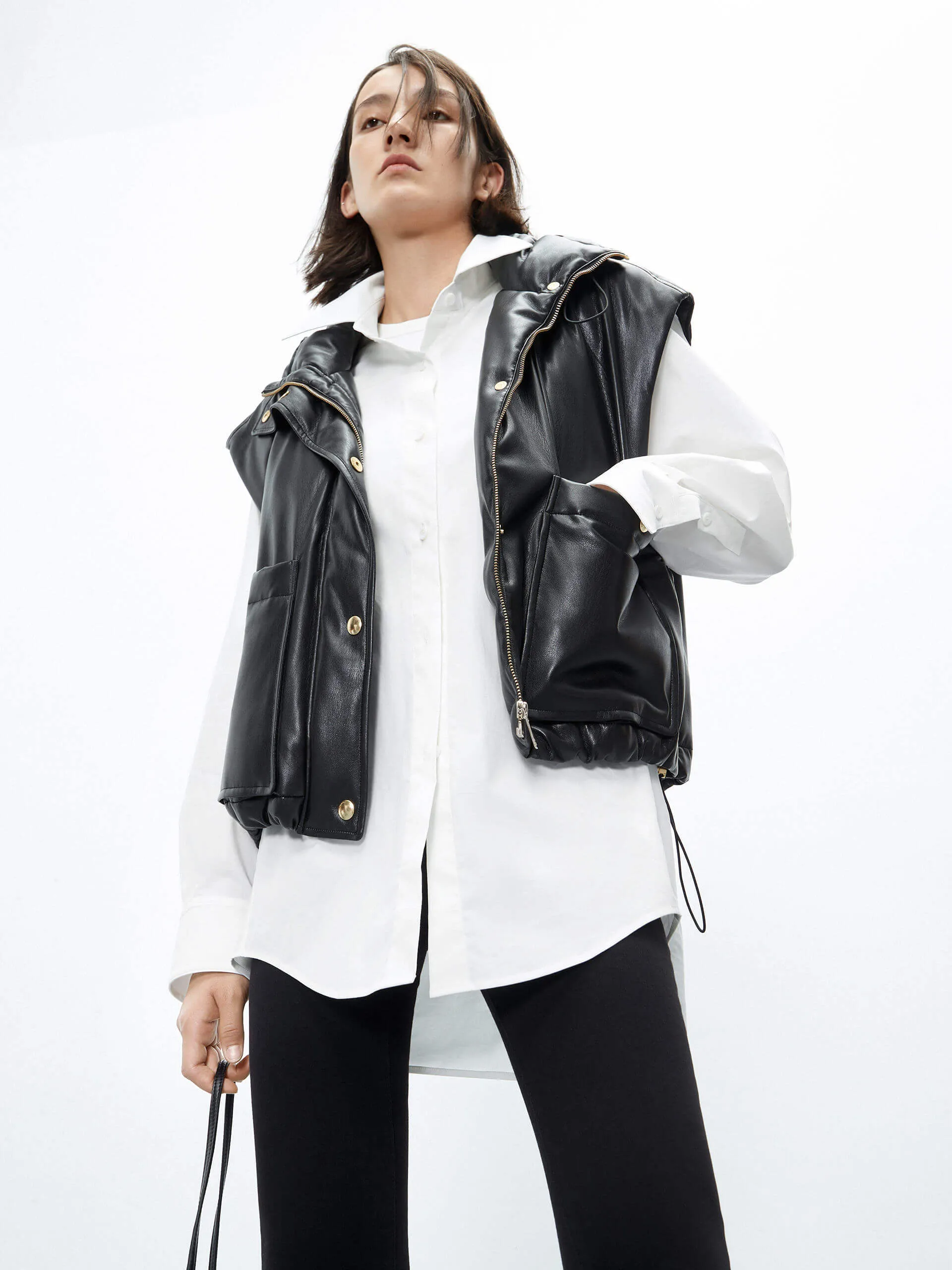 PU Leather Puffer Vest