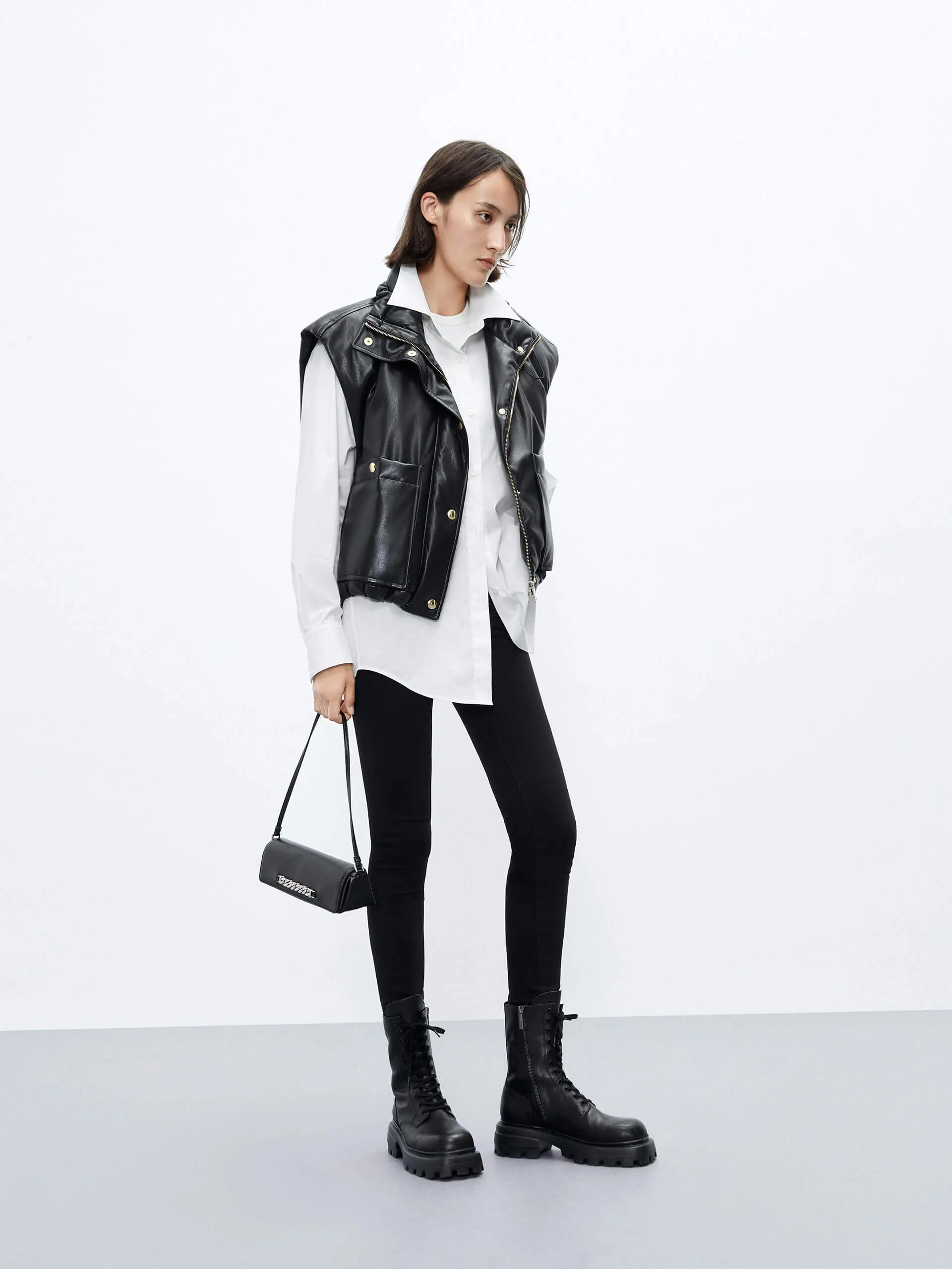 PU Leather Puffer Vest