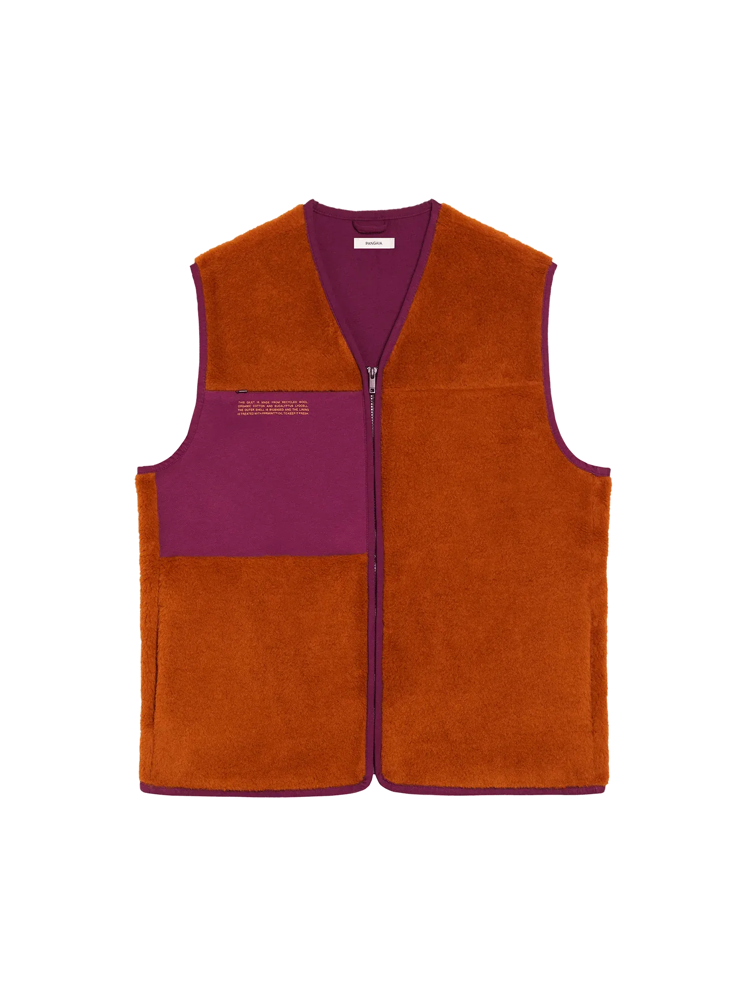 Recycled Wool Fleece Gilet—cinnamon orange