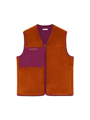 Recycled Wool Fleece Gilet—cinnamon orange