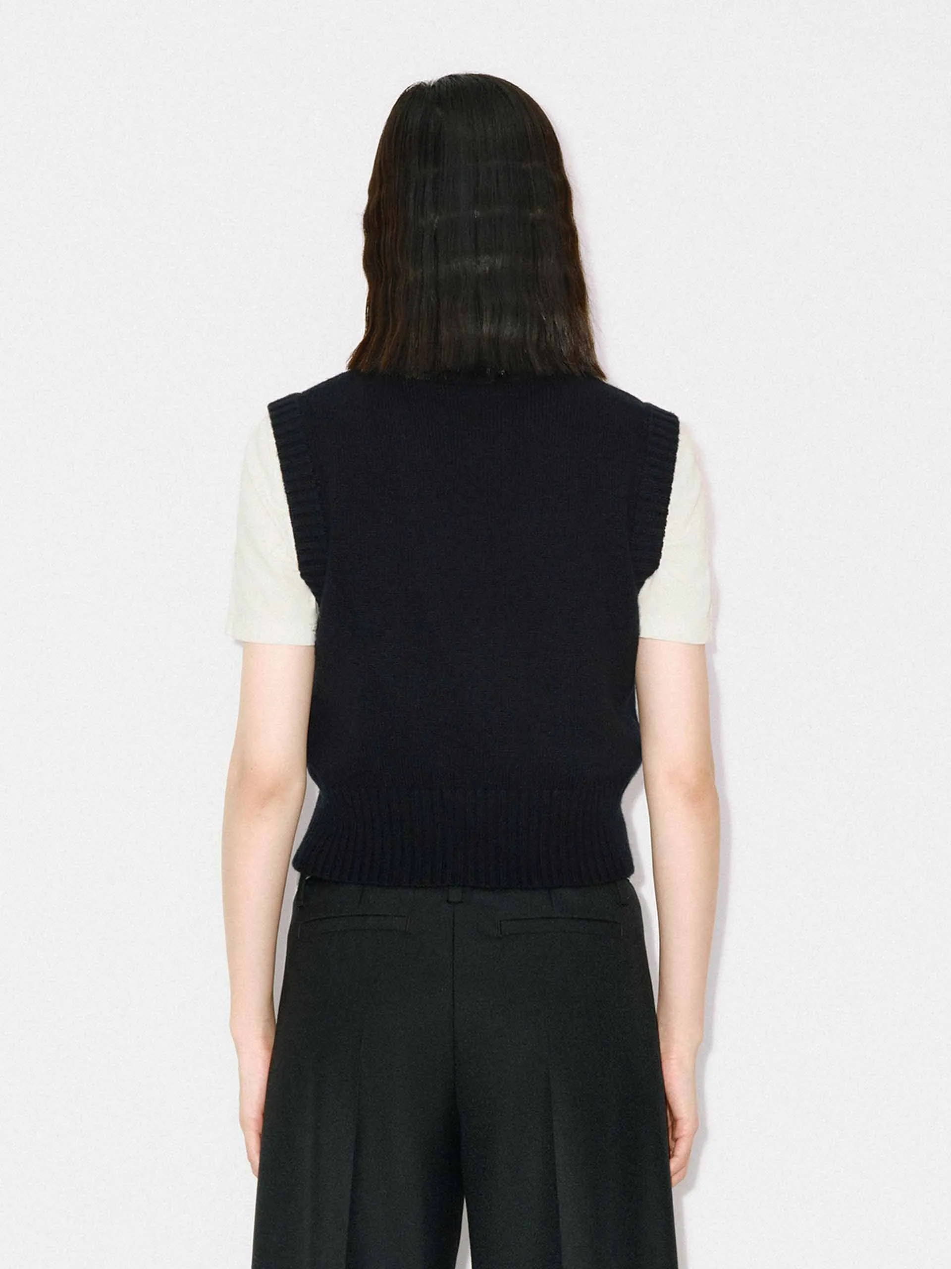 Ribbed Trim Knit Vest