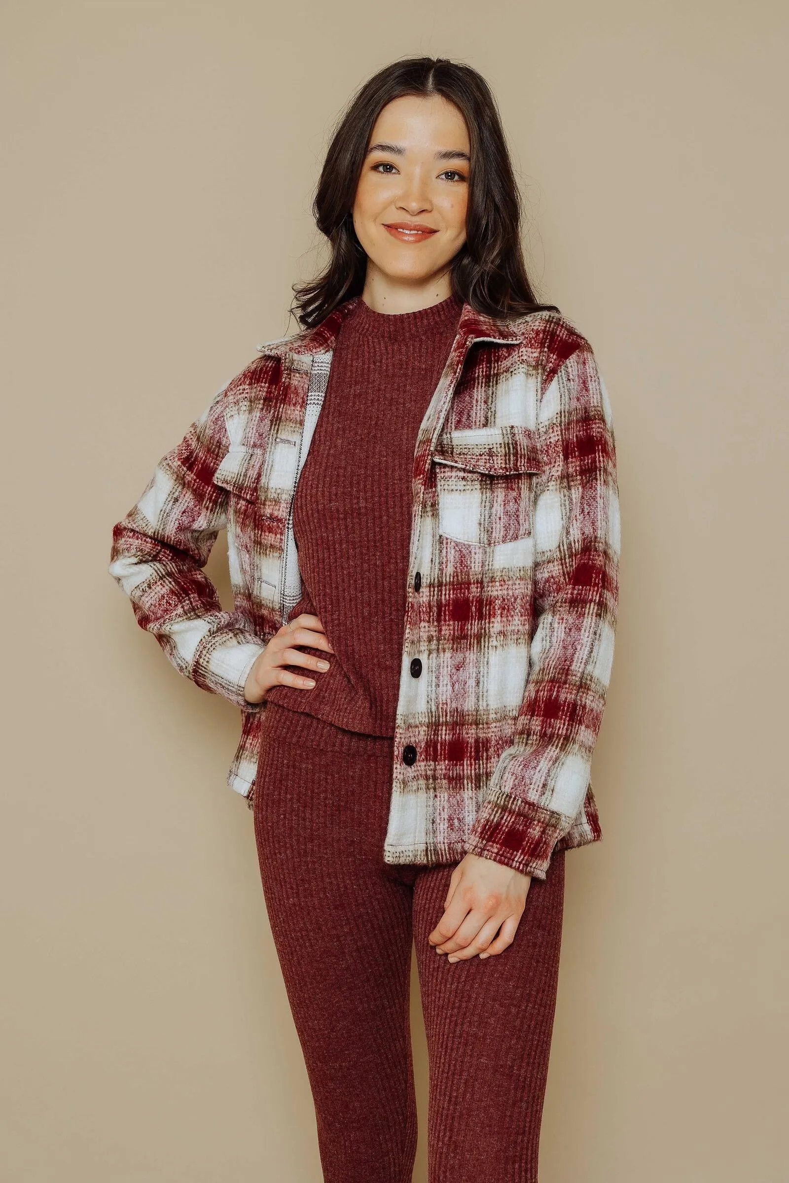 Sammi Brushed Plaid Boxy Jacket