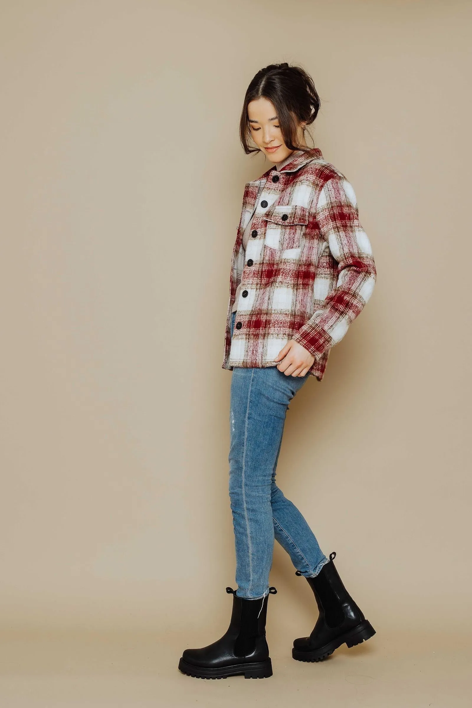 Sammi Brushed Plaid Boxy Jacket