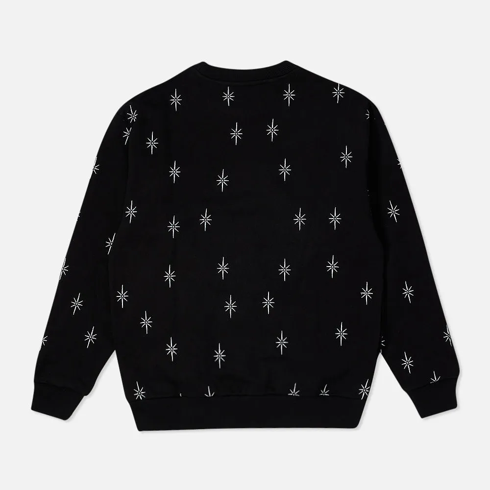 Shine Jaquard Crewneck Sweatshirt Black