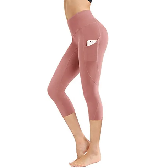 Side Pocket High Waist Running Capri