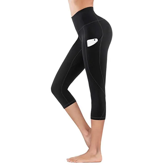 Side Pocket High Waist Running Capri