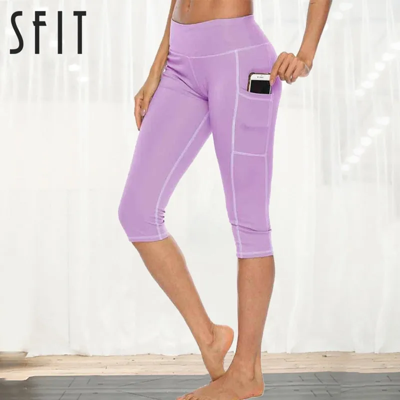 Side Pocket High Waist Running Capri