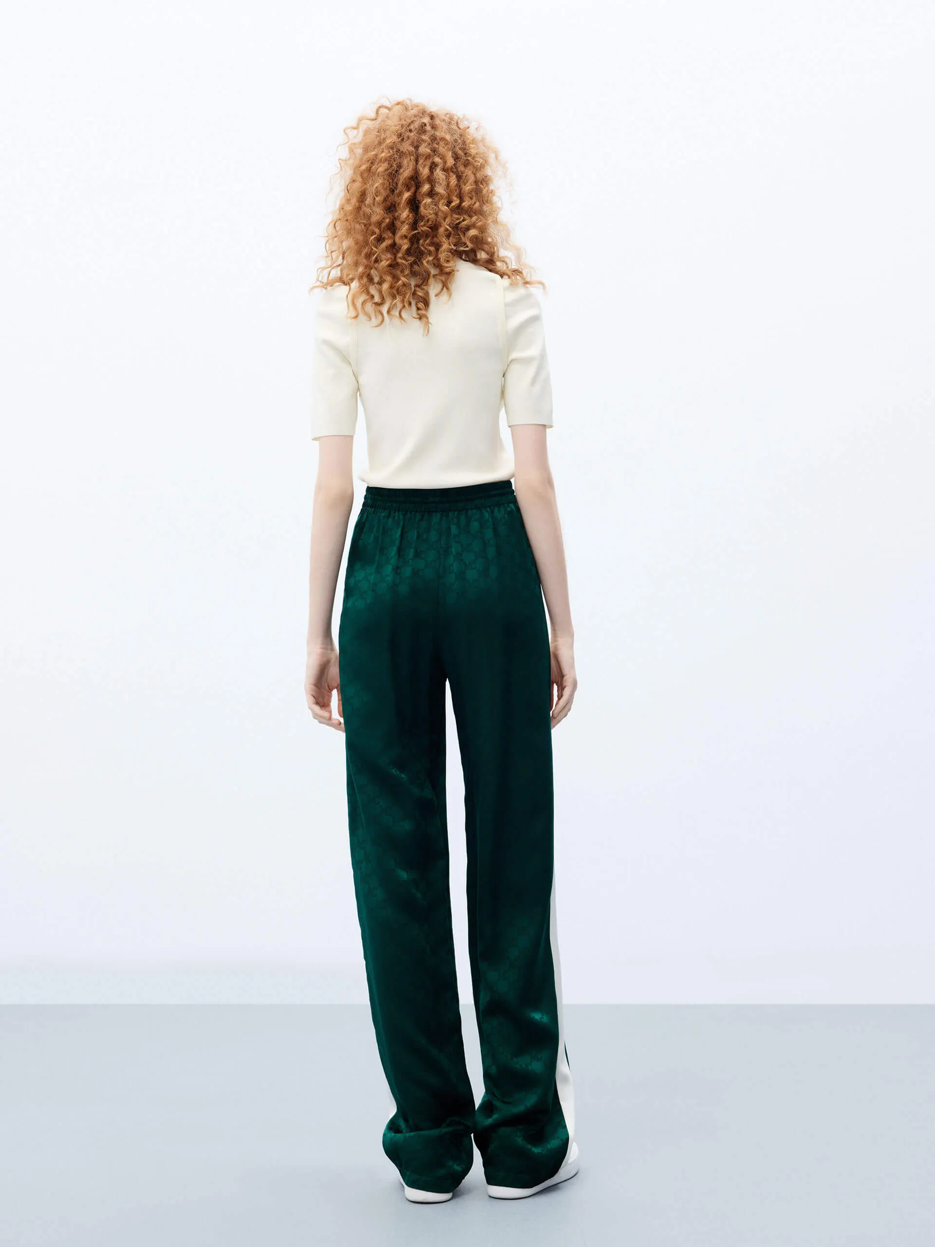 Silk Blend Contrast Pants