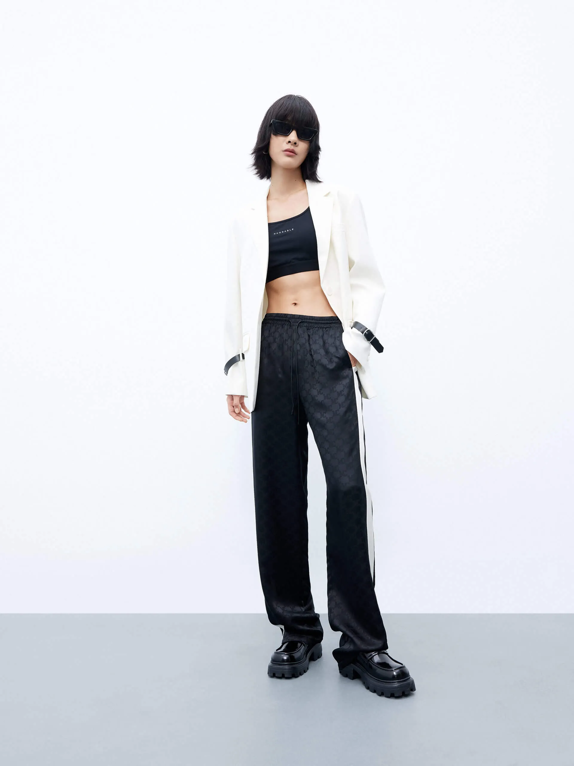 Silk Blend Contrast Pants