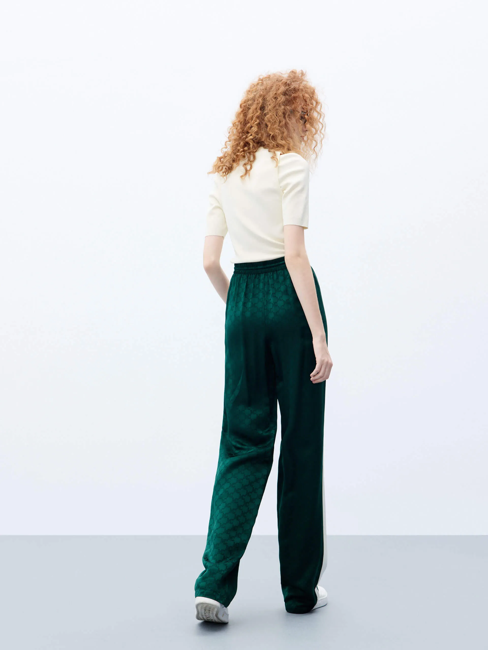 Silk Blend Contrast Pants