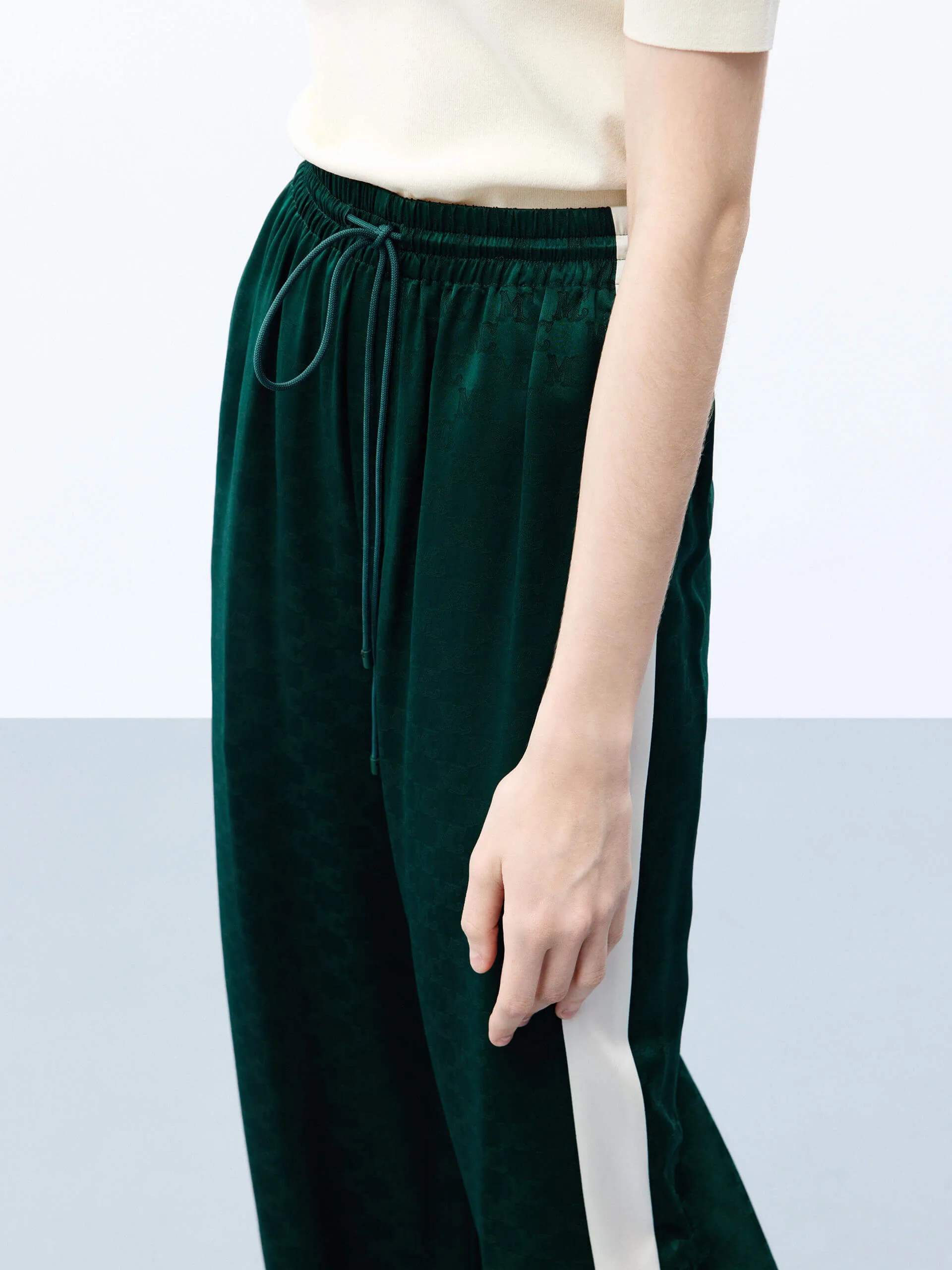 Silk Blend Contrast Pants