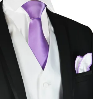 Solid White Mens Tuxedo Vest, Tie and Trim Pocket Square