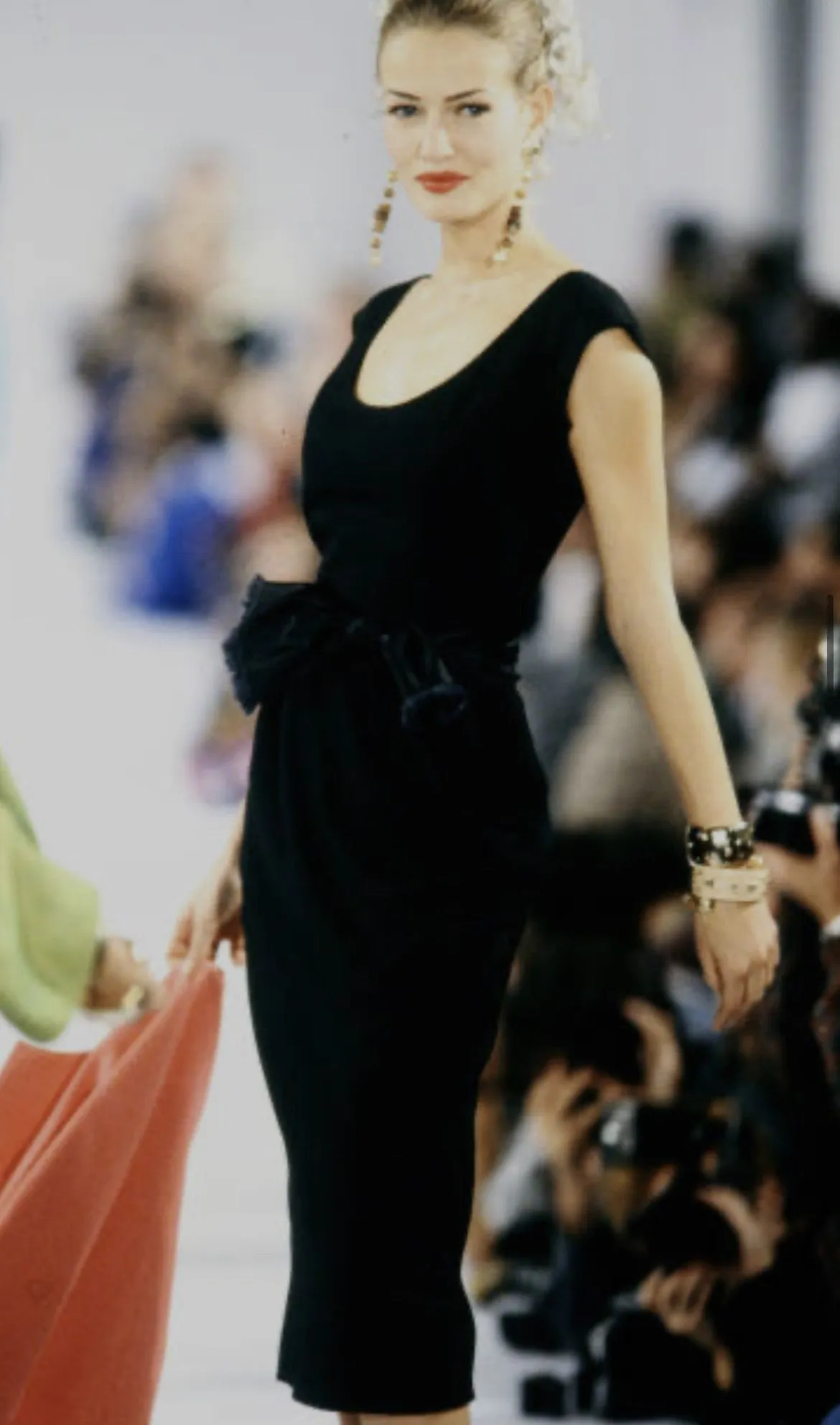 S/S 1992 Isaac Mizrahi Deadstock Black Textured Wrap Dress